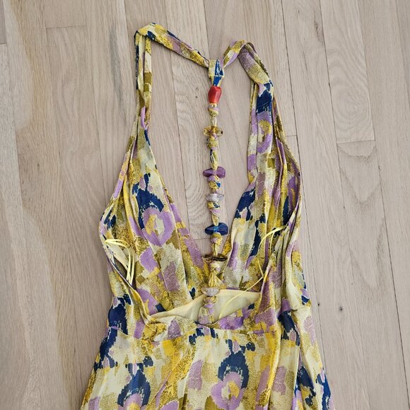 Zara - Printed Beaded Backless Halter Dress - Picture 8 of 9